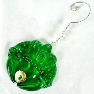 2018 Waterford Crystal Green Claddagh Christmas Ornament with Enhancer Ireland